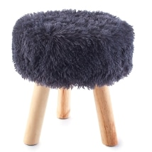 Faux Fur-Covered Ottoman - Gray